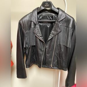 Ladies Fringe Leather Jacket Size M